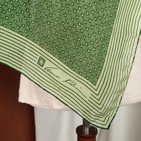 Vintage 70s Anne Klein Silk Border Scarf, 21" Square - Picture 3 of 5